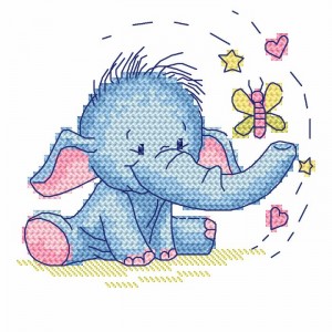 Z 10109 Cross stitch kit - Elephant with a butterfly
