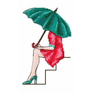 Z 4381 Cross stitch kit - Green umbrella