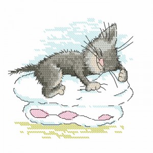 W 10104 Wzór do haftu PDF - Śpiący kotuś