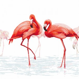 GC 10118-02 Cross stitch pattern on paper - Family of flamingos - middle