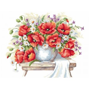 W 8751 Cross stitch pattern PDF - Bouquet of poppies