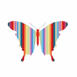 GC 8786 Cross stitch pattern on paper - Rainbow butterfly