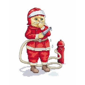 GC 8782 Cross stitch pattern on paper - Cat - fireman
