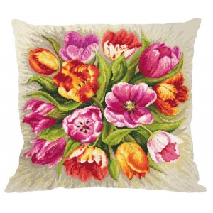 ZU 8960-01 Cross stitch kit - Cushion - Charming tulips