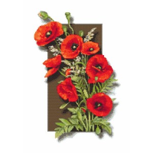 GC 10173 Cross stitch pattern on paper - Delicate poppies 3D