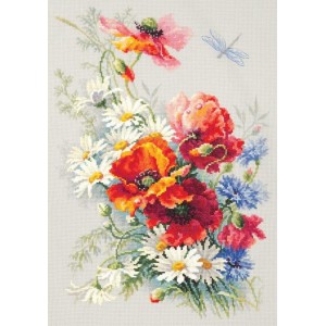 MN 100-061 Cross stitch kit - Poppies and dasies