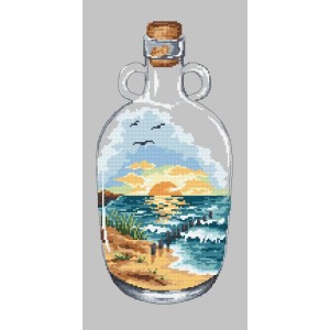 K 10224 Tapestry canvas - Bottle with sunset