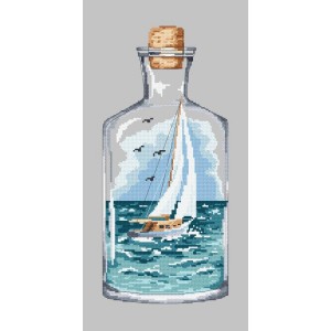 GC 10223 Cross stitch pattern - Bottle with a sailboat