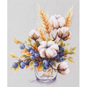 MN 510-226 Cross stitch kit - Blooming cotton and blueberry