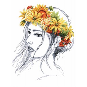 W 10231 Cross stitch pattern PDF - Autumn lady