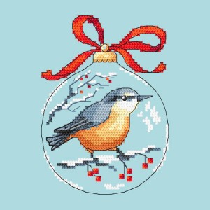 W 10237 ONLINE pattern pdf - Christmas ball with a bird