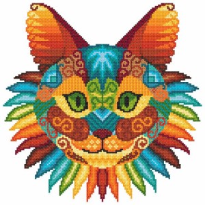 GC 8996 Cross stitch pattern on paper - Cat kaleidoscope