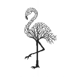 W 10248 Cross stitch pattern PDF - Black flamingo