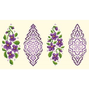 W 10605 Cross stitch pattern PDF - Easter egg with violets