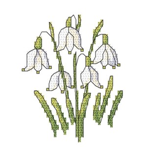 W 10257 Cross stitch pattern PDF - Spring snowdrop