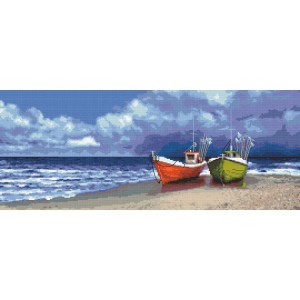 K 10284 Tapestry canvas - Fishing boats by the sea