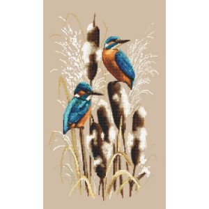 W 10439 Cross stitch pattern PDF - Kingfishers in the reeds