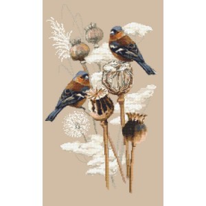AN 10438 Tapestry Aida - Finches and poppies
