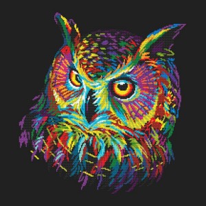 GC 10635 Cross stitch pattern on paper - Colourful owl