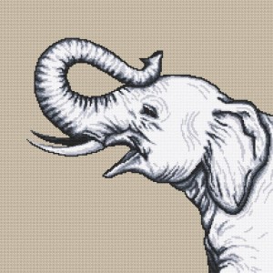 GC 10655 Cross stitch pattern on paper - Black and white elephant