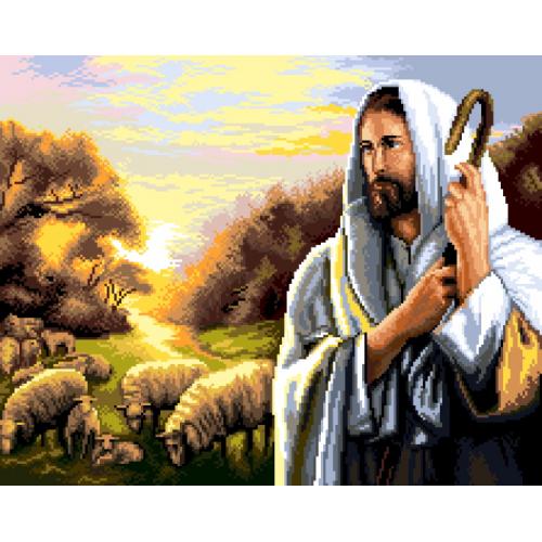 K 7277 Kanwa z nadrukiem - Jezus Chrystus z owieczkami K 7277 Kanwa z nadrukiem - Jezus Chrystus z owieczkami