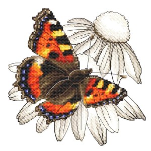 GC 10331 Cross stitch pattern on paper - Butterfly and echinacea flower
