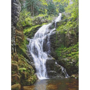 W 10682 Cross stitch pattern PDF - Mountain waterfall