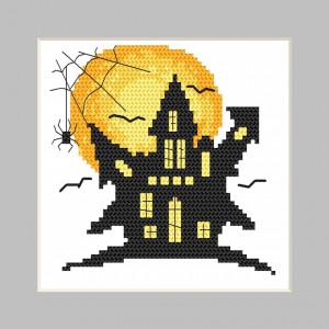 ZU 10474 Cross stitch kit - Postcard - Ghost house