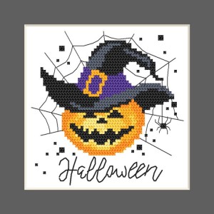 ZU 10473 Zestaw do haftu - Kartka - Wesołego Halloween
