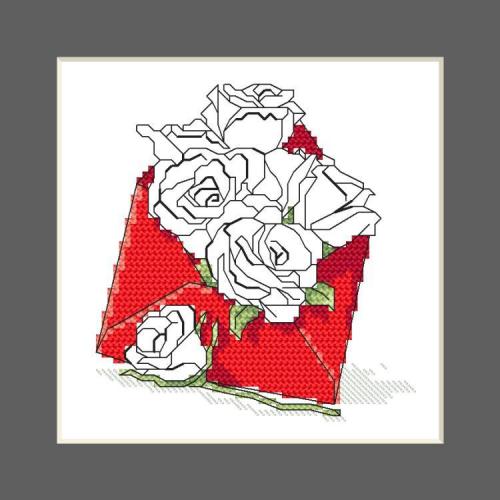 S 10327-03 Wzór do haftu na smartfona - Kartka - Koperta pełna róż