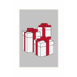 S 8665 Wzór do haftu na smartfona - Kartka bożonarodzeniowa - Prezenciki