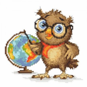 Cross stitch pattern for a phone - Small owl - geographer