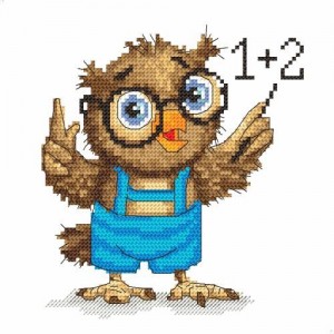 Cross stitch pattern for a phone - Small owl - mathematician