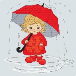 S 10411 Wzór do haftu na smartfona - Dziewczynka z parasolem