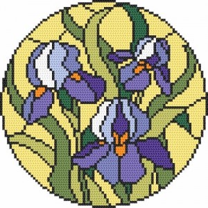 Cross stitch pattern for a phone - Stained glass - Irises