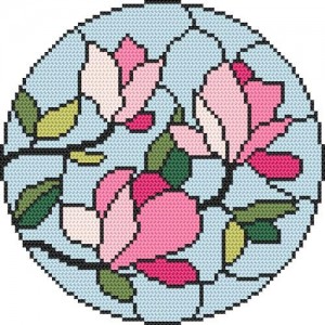 Cross stitch pattern for a phone - Stained glass - Magnolias